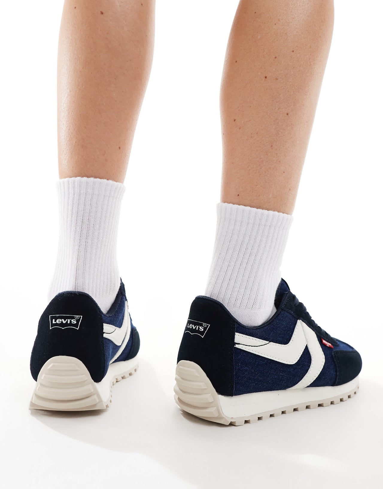 Levi's Stryder trainers with red tab logo in navy denim