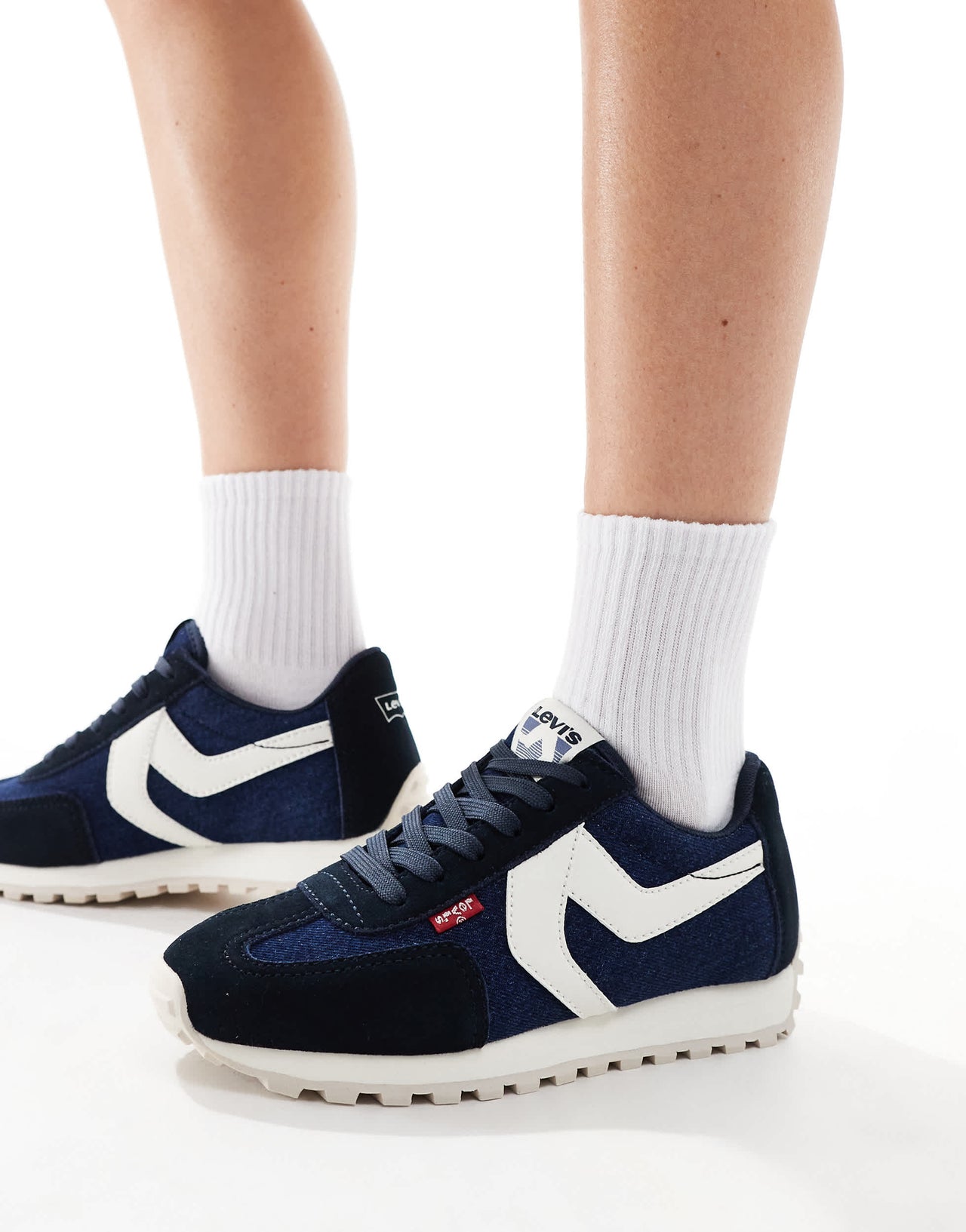 Levi's Stryder trainers with red tab logo in navy denim