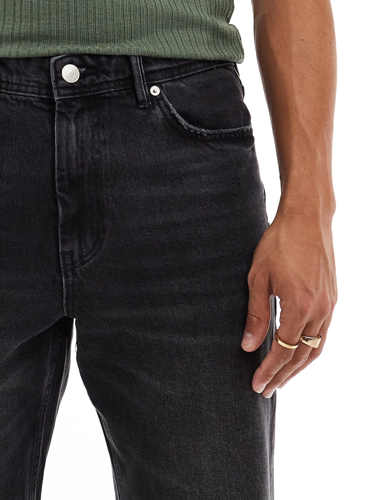 River Island loose fit jeans in washed black