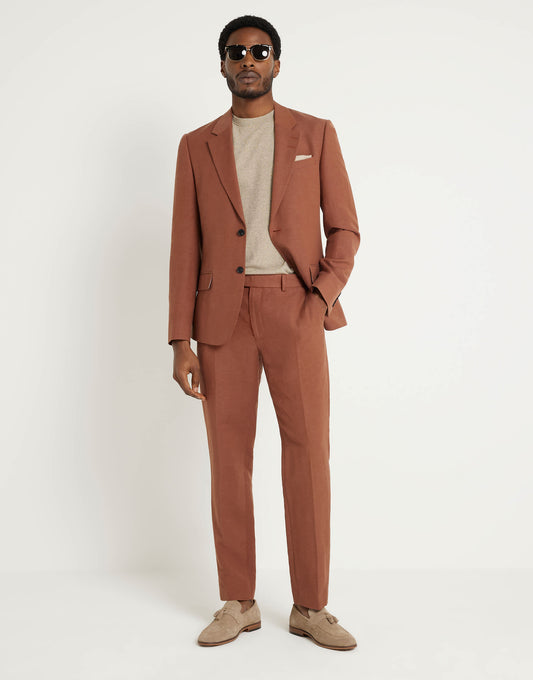 River Island linen slim suit trouser in rust