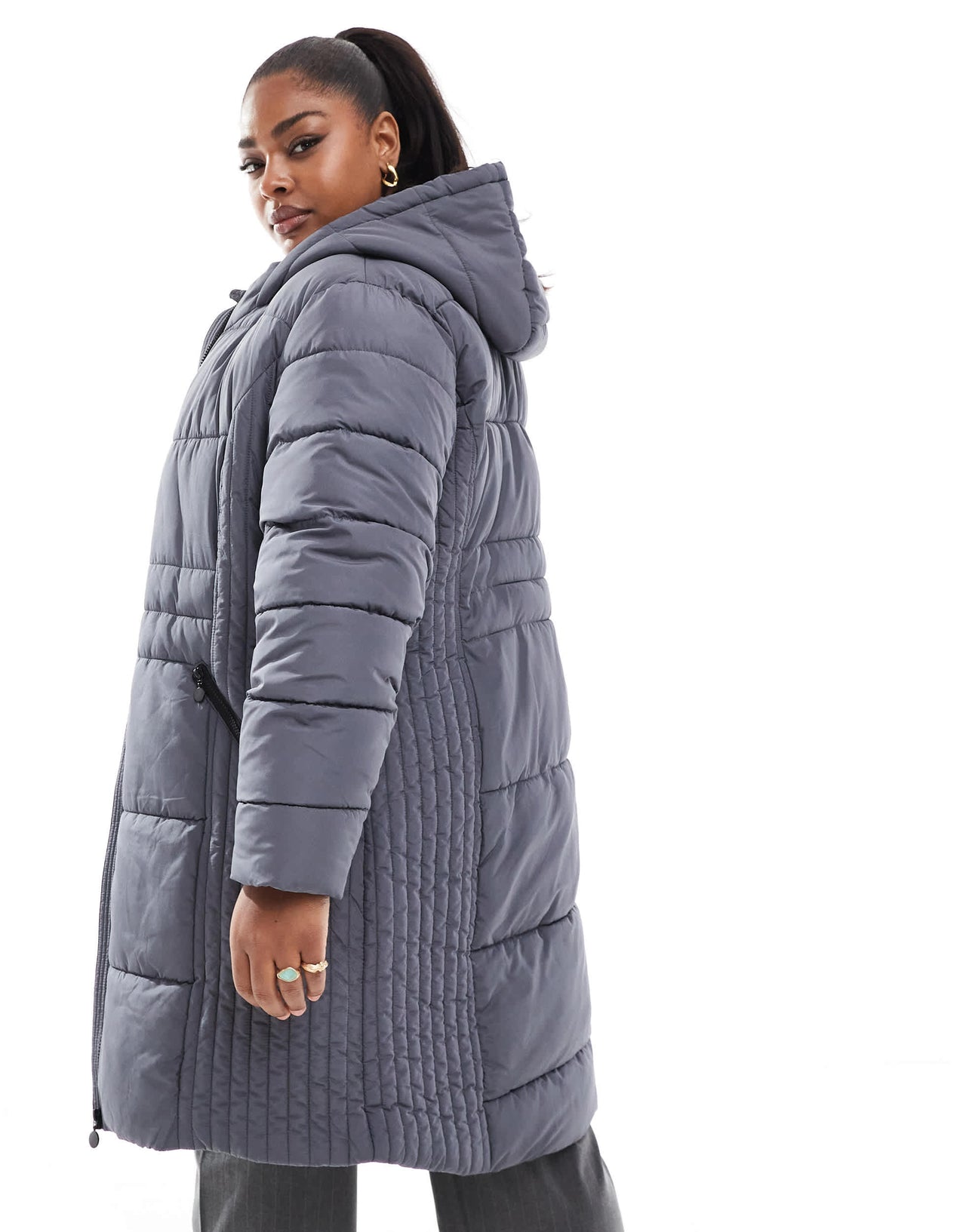 Yours padded jacket with seam detail in grey