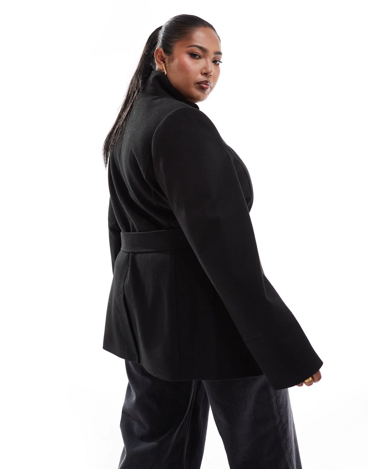 Yours wrap wool coat in black