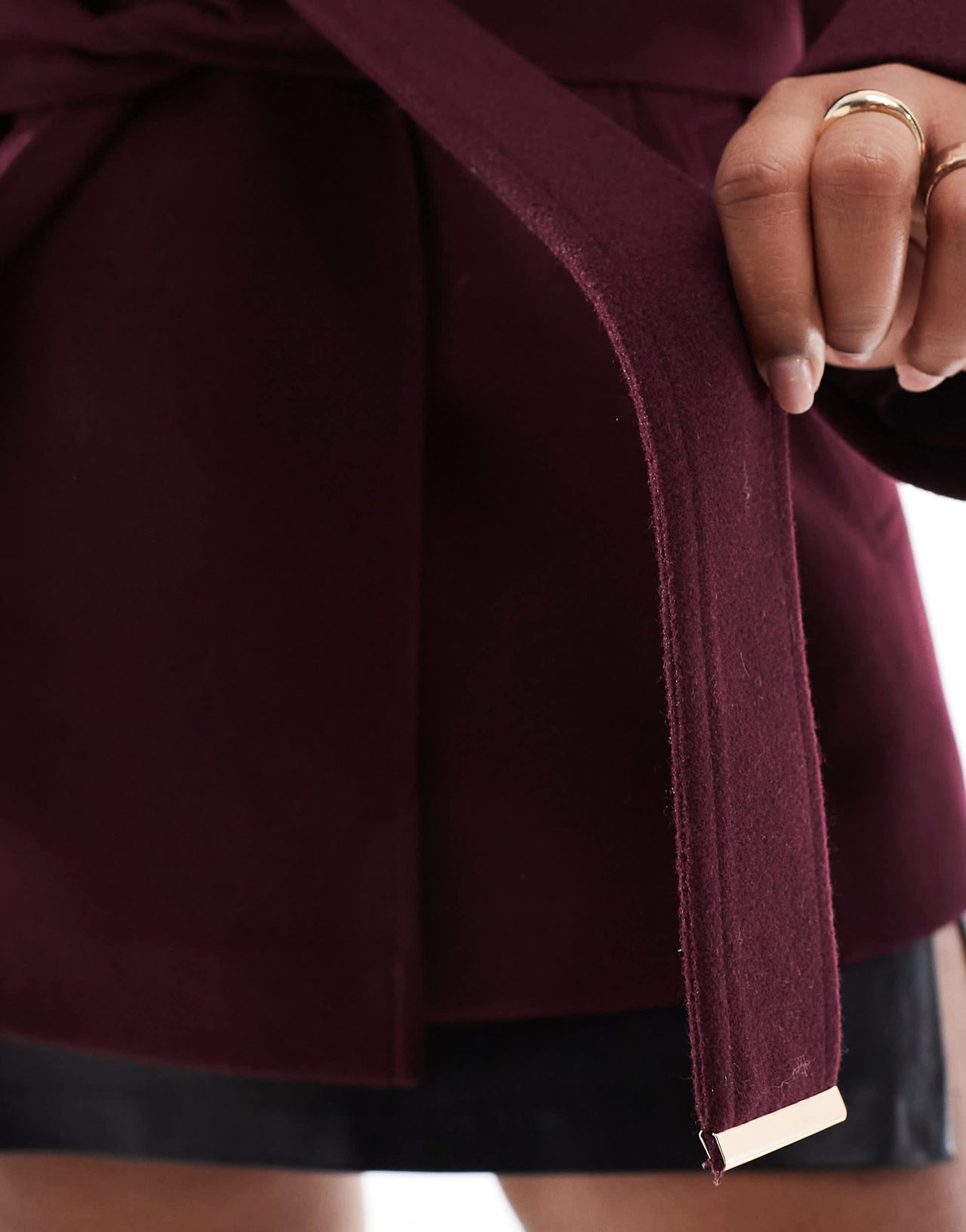 Yours wrap wool coat in berry burgundy