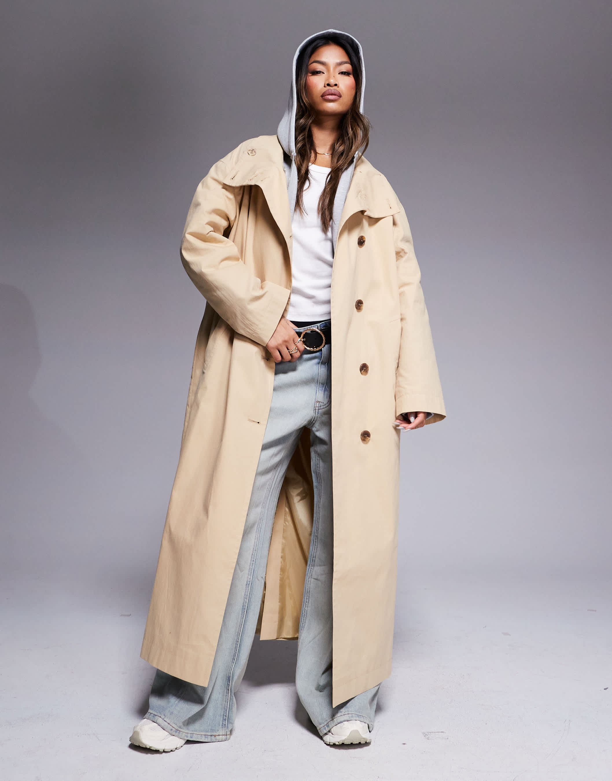 Weekend Collective funnel neck trench coat in camel – ASOS Sample Sale