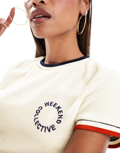 Weekend Collective co-ord towelling t-shirt in white