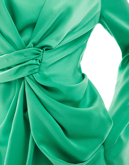 ASOS DESIGN twist front fluted sleeve maxi dress in green