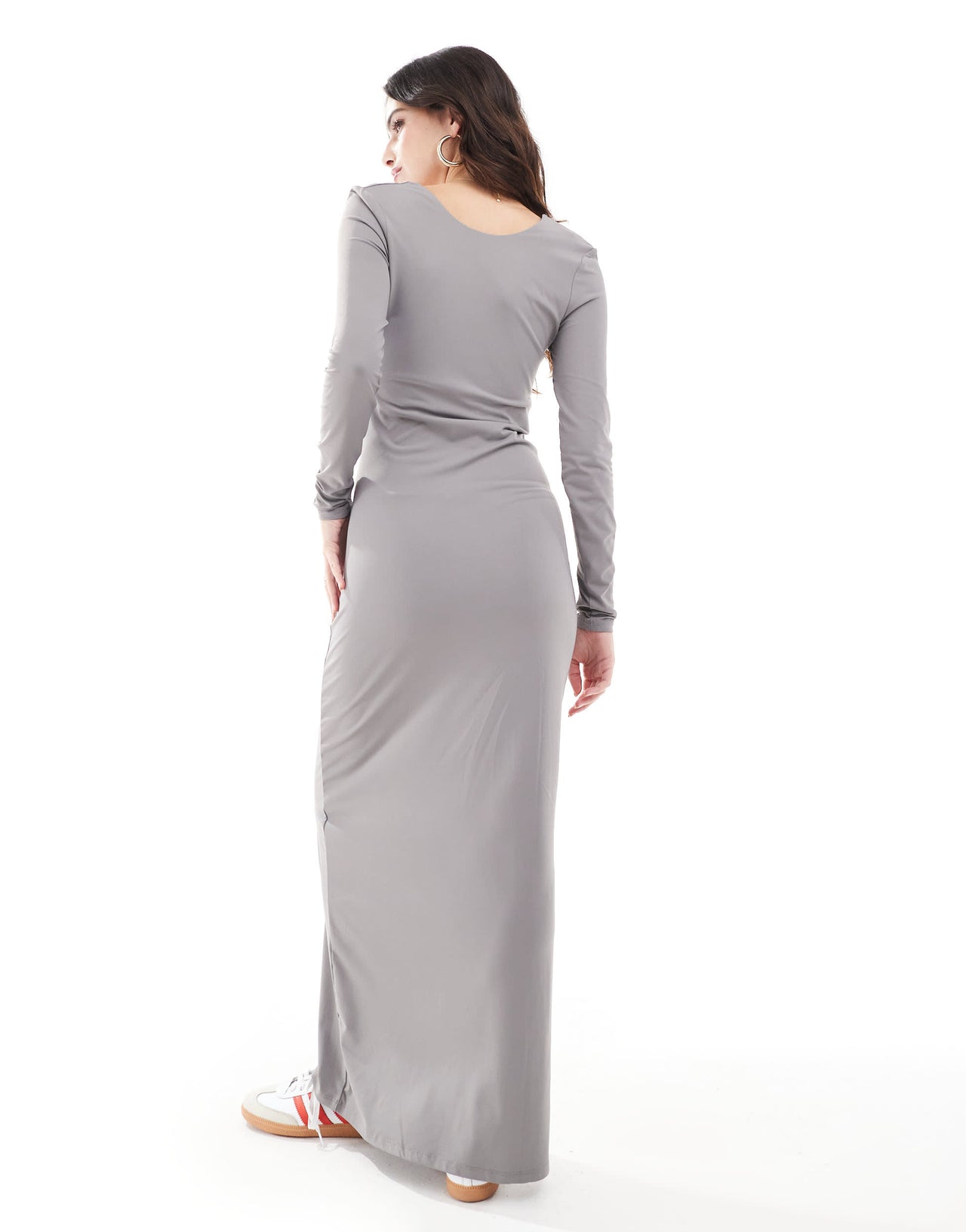 ONLY slinky seamless maxi dress in light grey