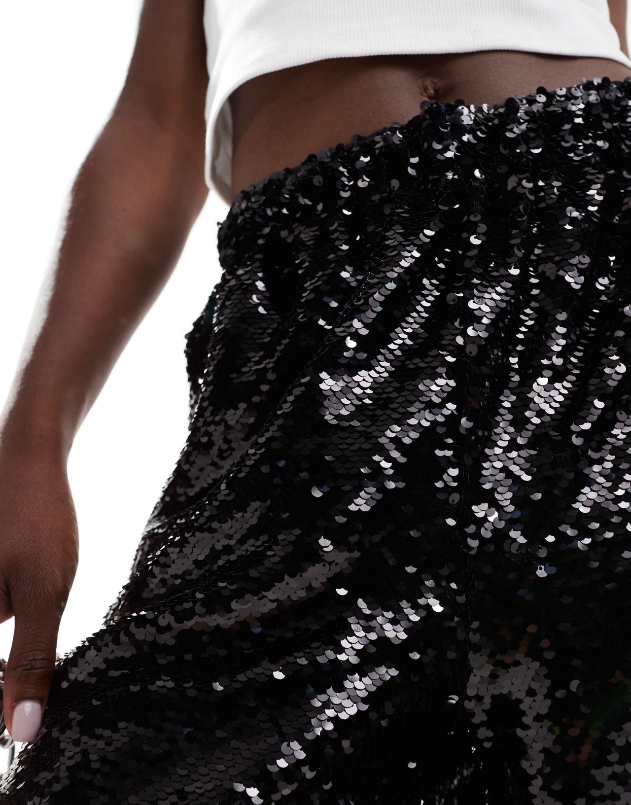 ONLY sequin wide leg shorts in black