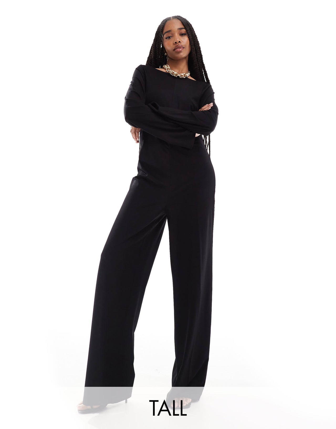ONLY Tall scoop back loose fit jumpsuit in black