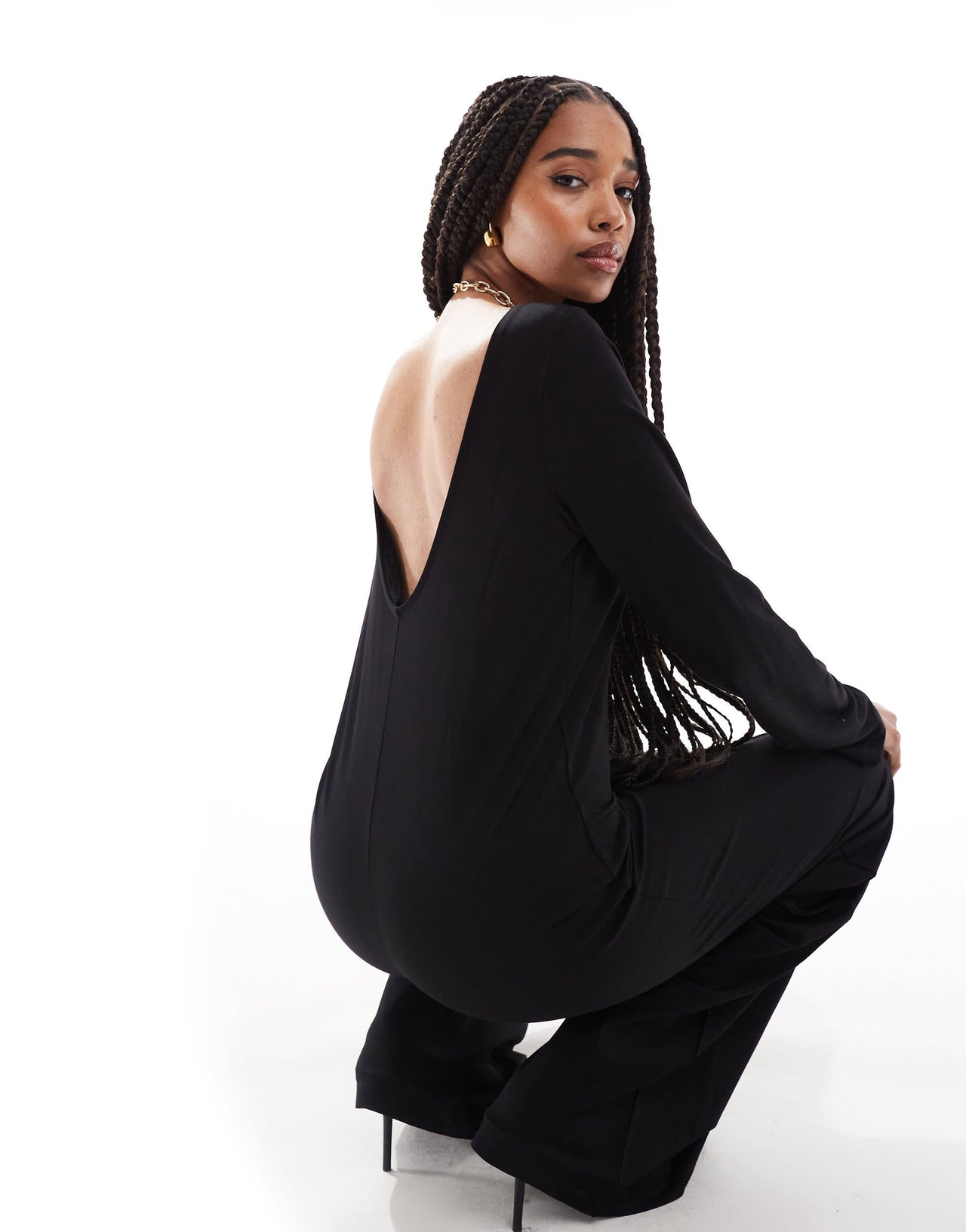 ONLY Tall scoop back loose fit jumpsuit in black