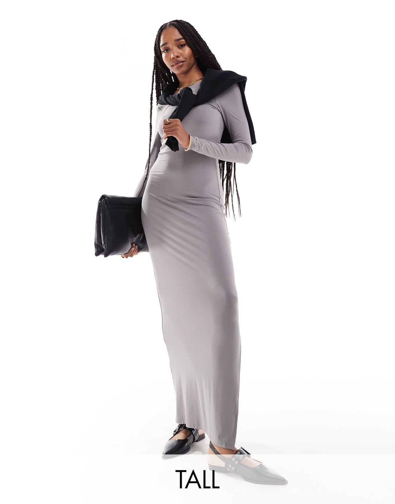 ONLY Tall slinky seamless maxi dress in light grey