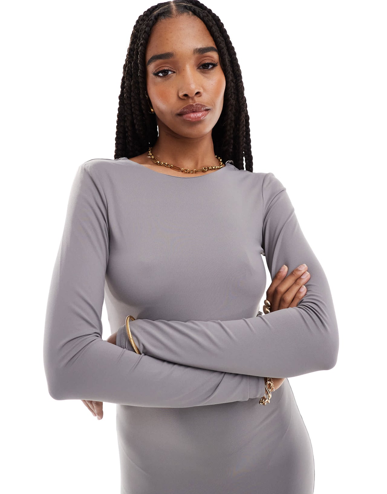 ONLY Tall slinky seamless maxi dress in light grey