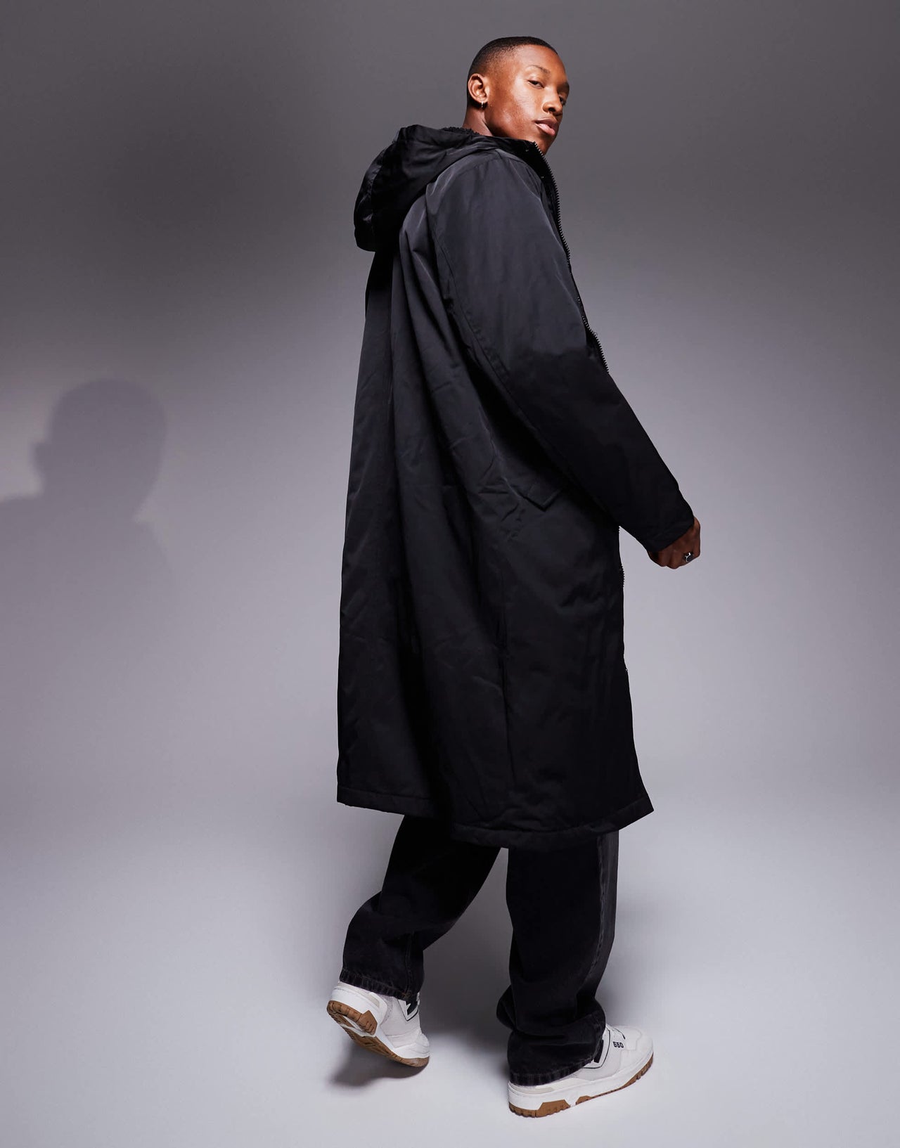 ASOS DESIGN wadded longline parka jacket in black