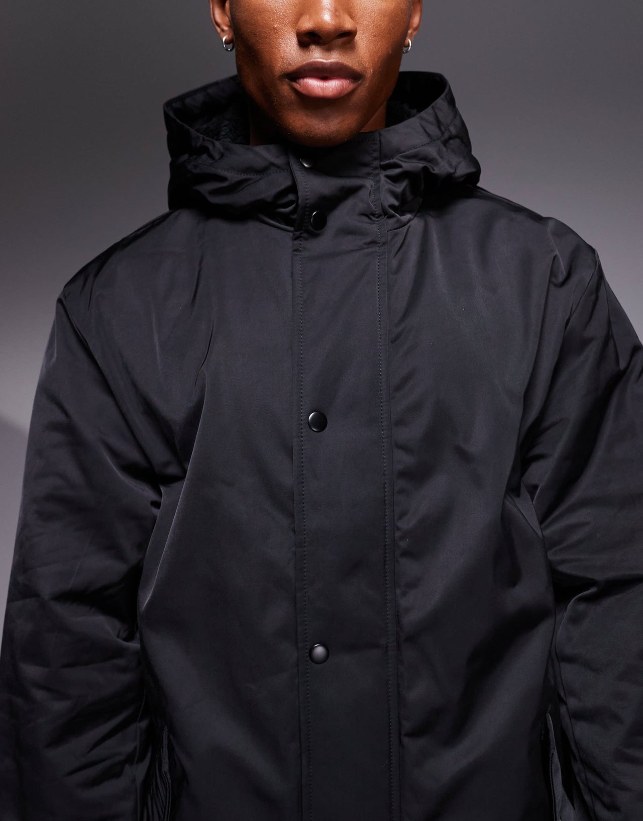 ASOS DESIGN wadded longline parka jacket in black