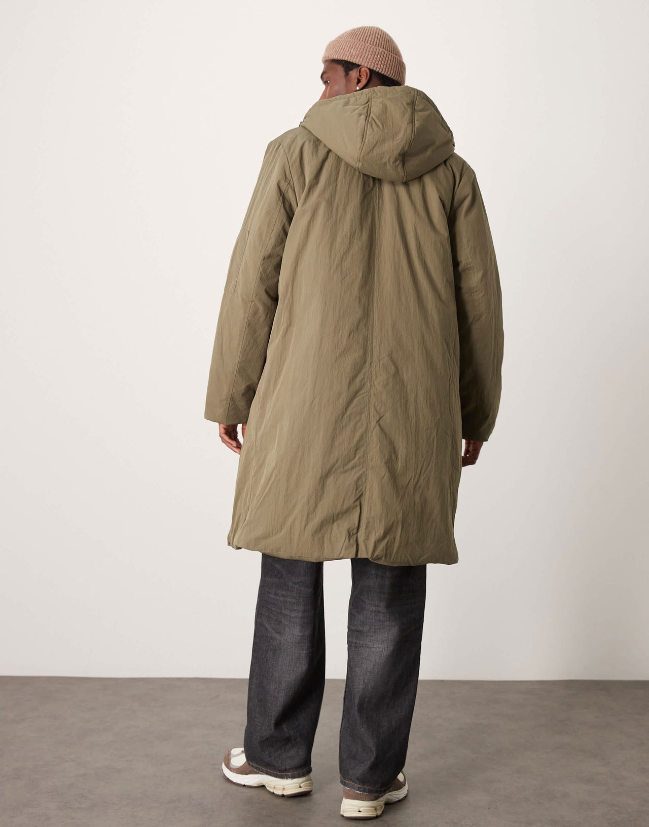 ASOS DESIGN longline puffer jacket in khaki
