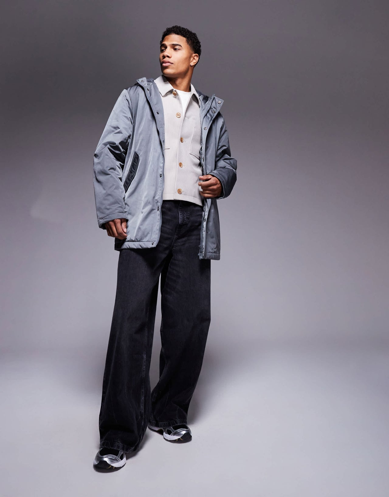 ASOS DESIGN borg lined parka in grey