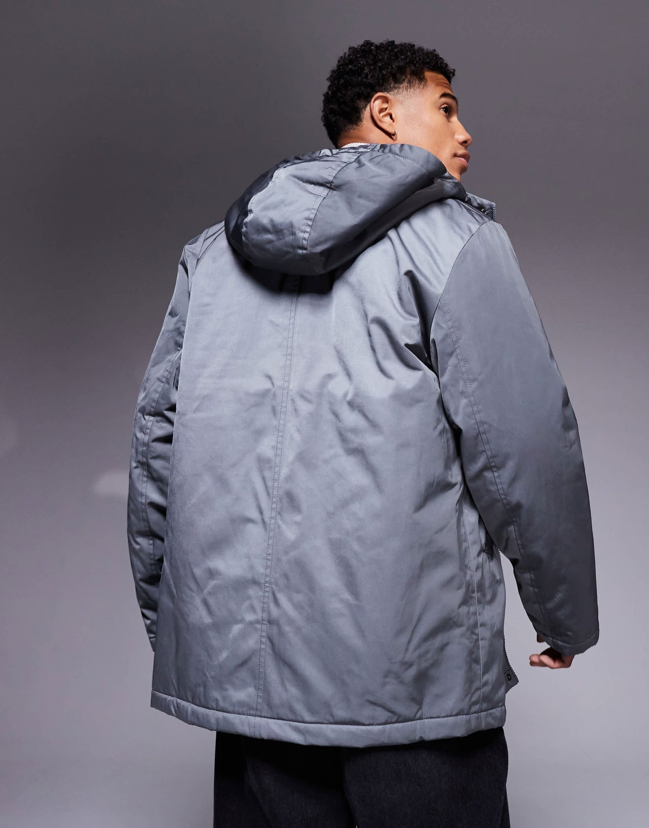 ASOS DESIGN borg lined parka in grey