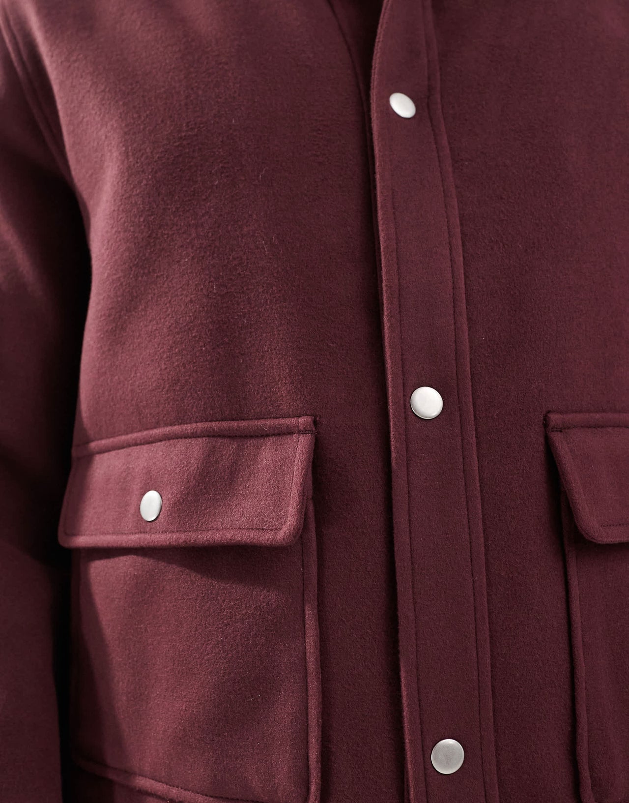 ASOS DESIGN wool look cropped harrington jacket in burgundy