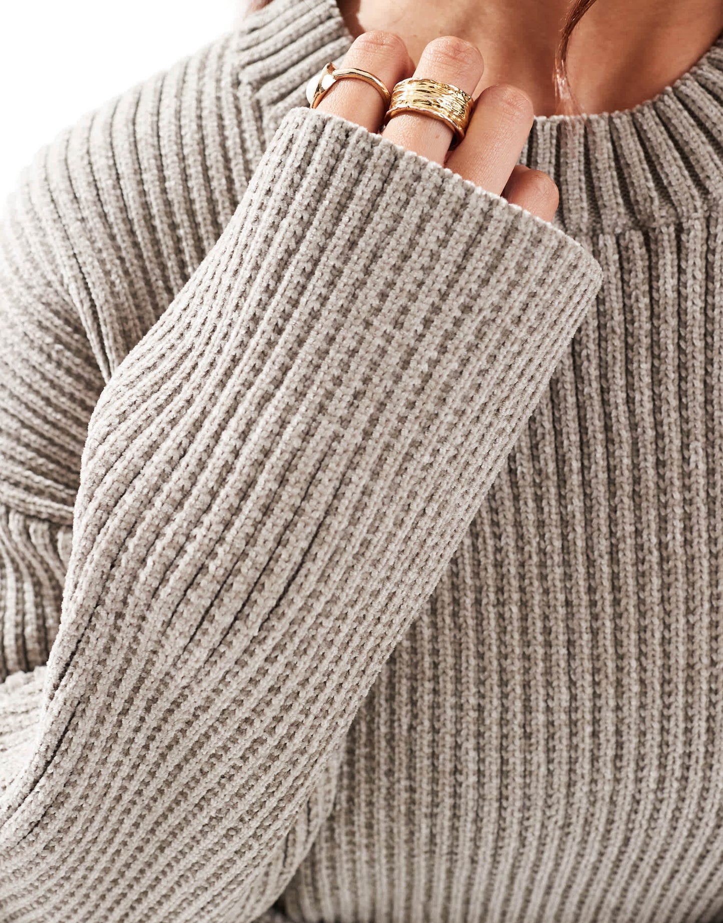 4th & Reckless soft rib knit jumper co-ord in taupe