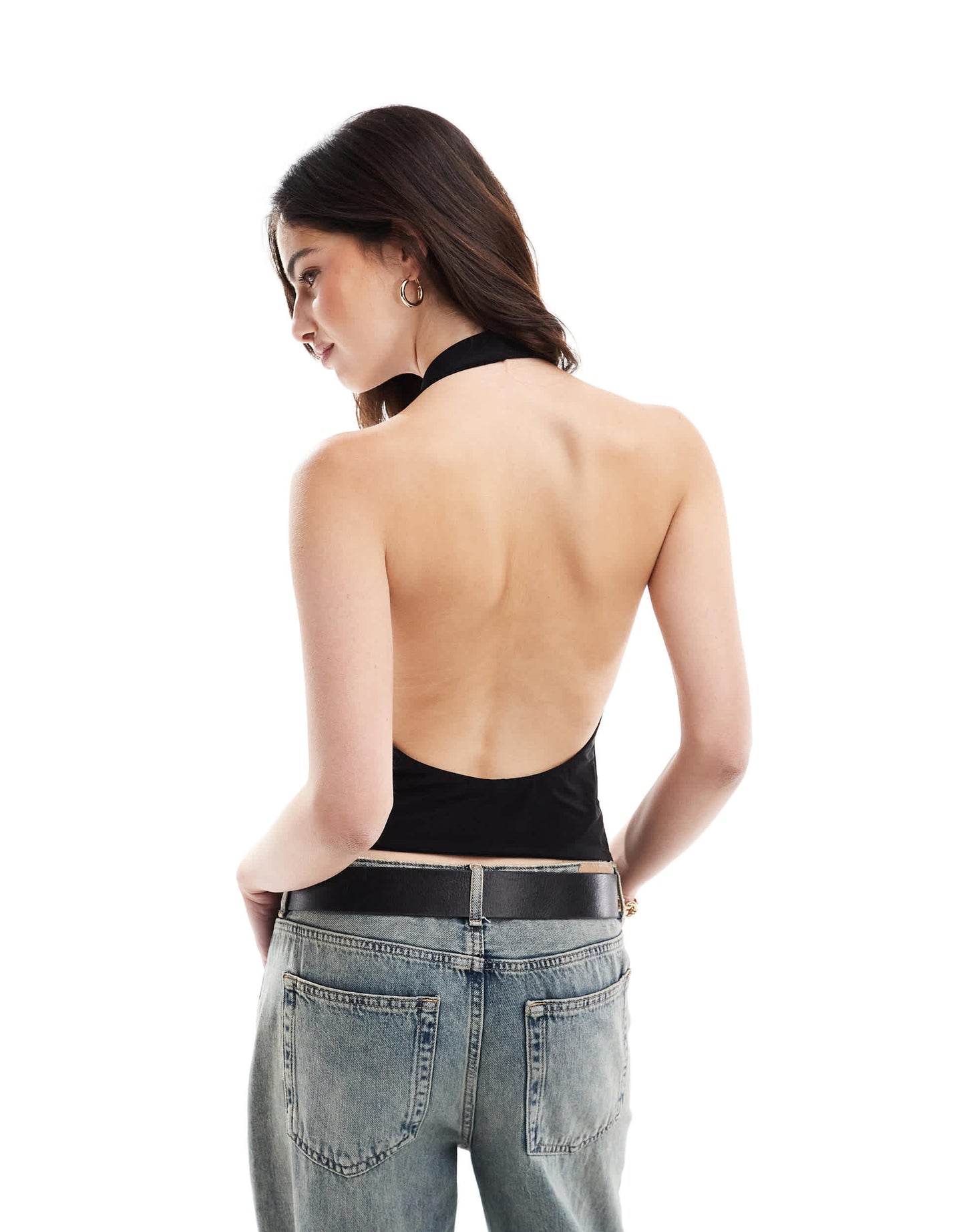 ASOS DESIGN slinky cowl top in black