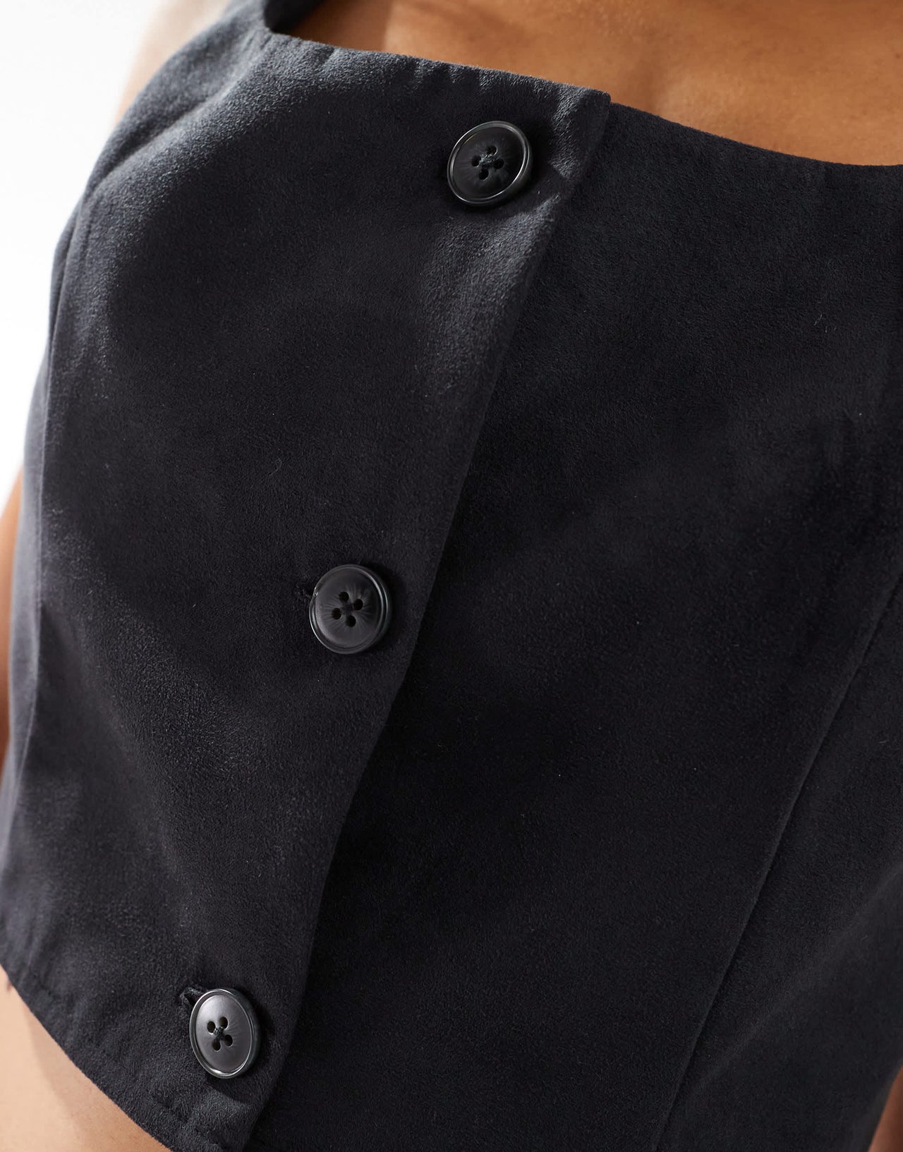 ASOS DESIGN faux suede square neck top co-ord in black