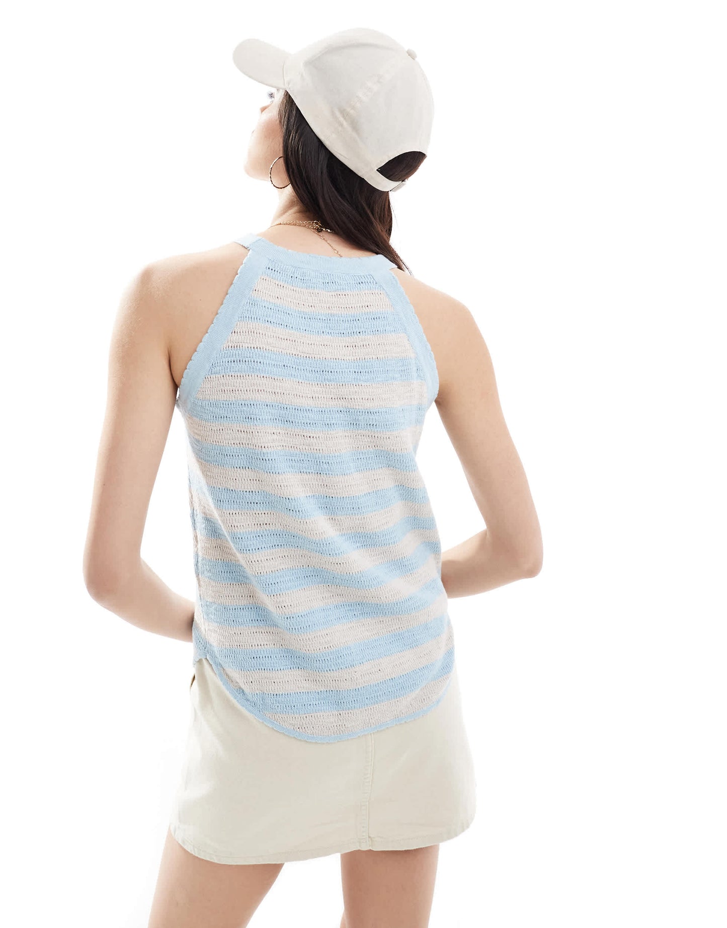 Wrangler striped knitted racer vest in blue