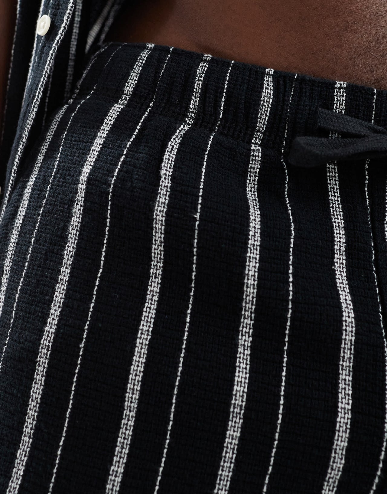 Bershka textured stripe co-ord short in black