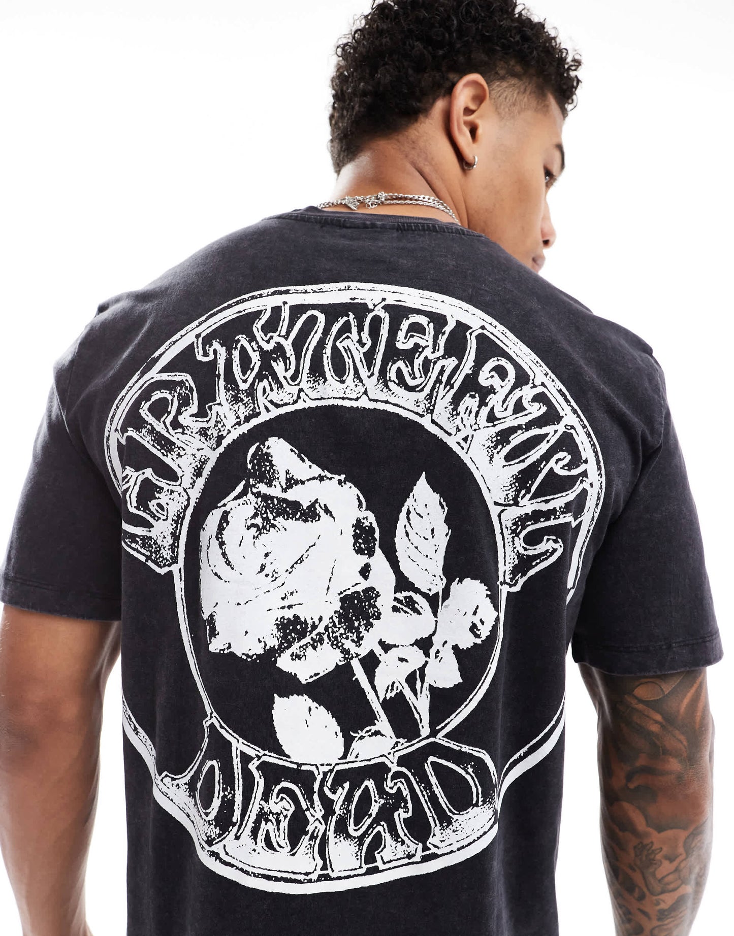 Bershka Grateful Dead graphic t-shirt in charcoal