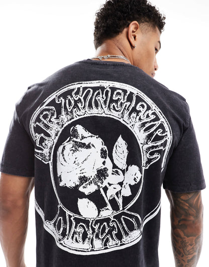Bershka Grateful Dead graphic t-shirt in charcoal