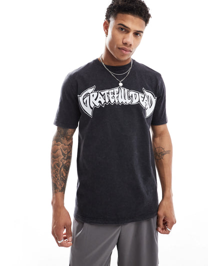 Bershka Grateful Dead graphic t-shirt in charcoal