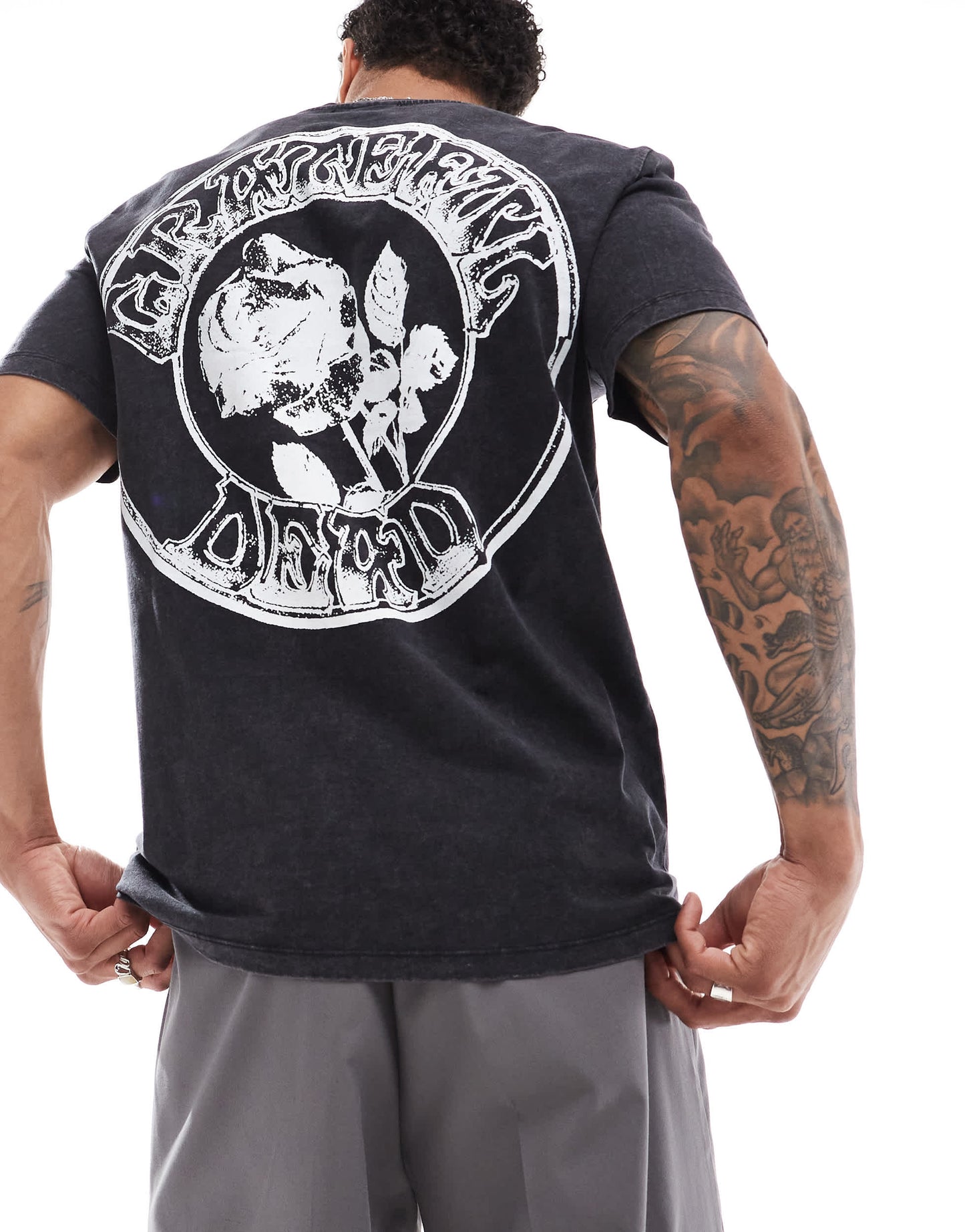 Bershka Grateful Dead graphic t-shirt in charcoal
