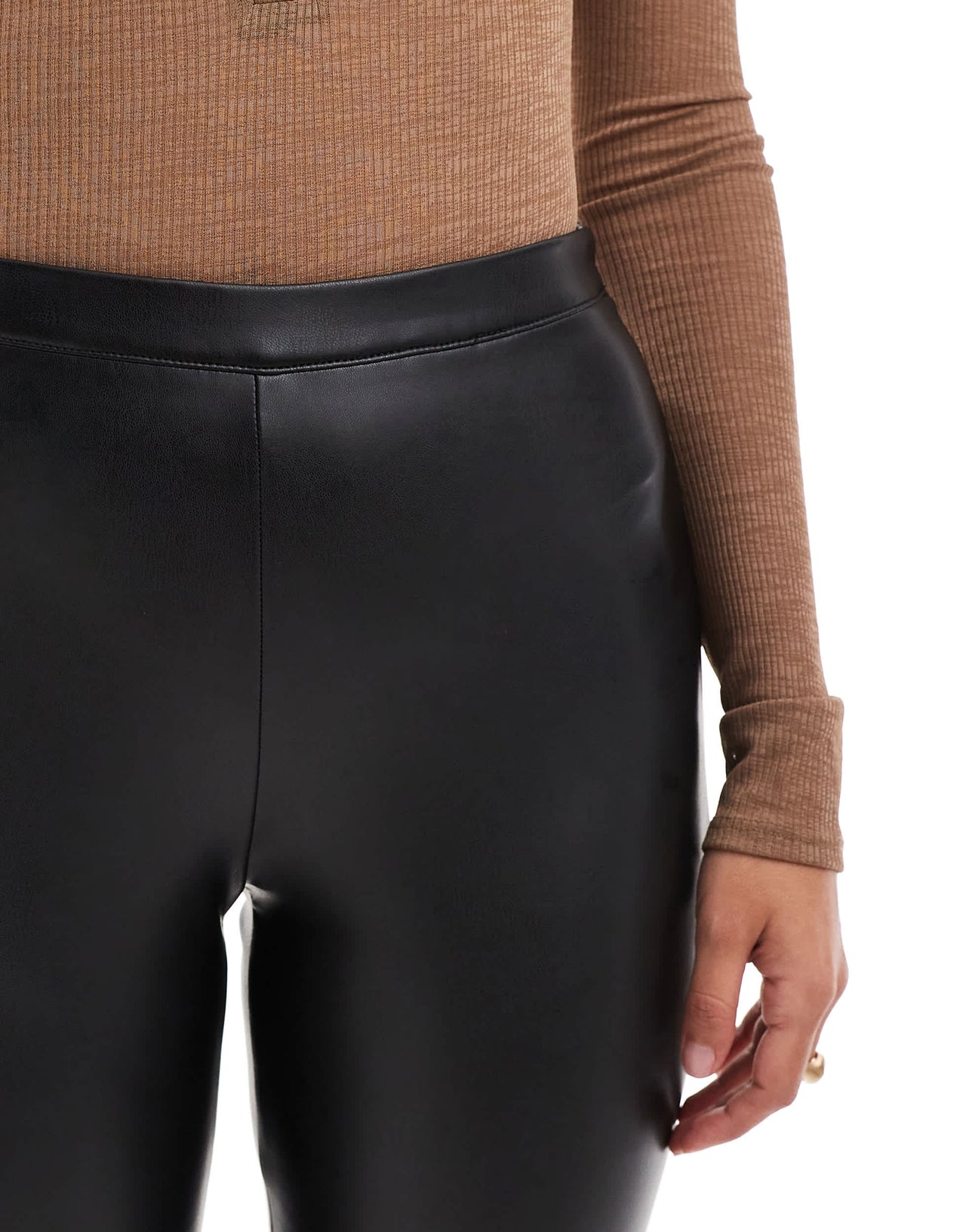 ASOS DESIGN Hourglass skinny faux leather trouser in black