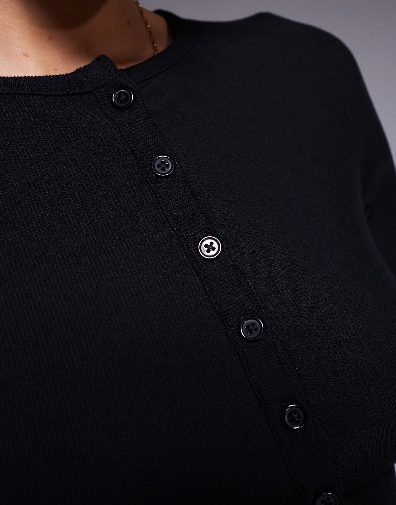 ASOS DESIGN button through cardigan in rib in black