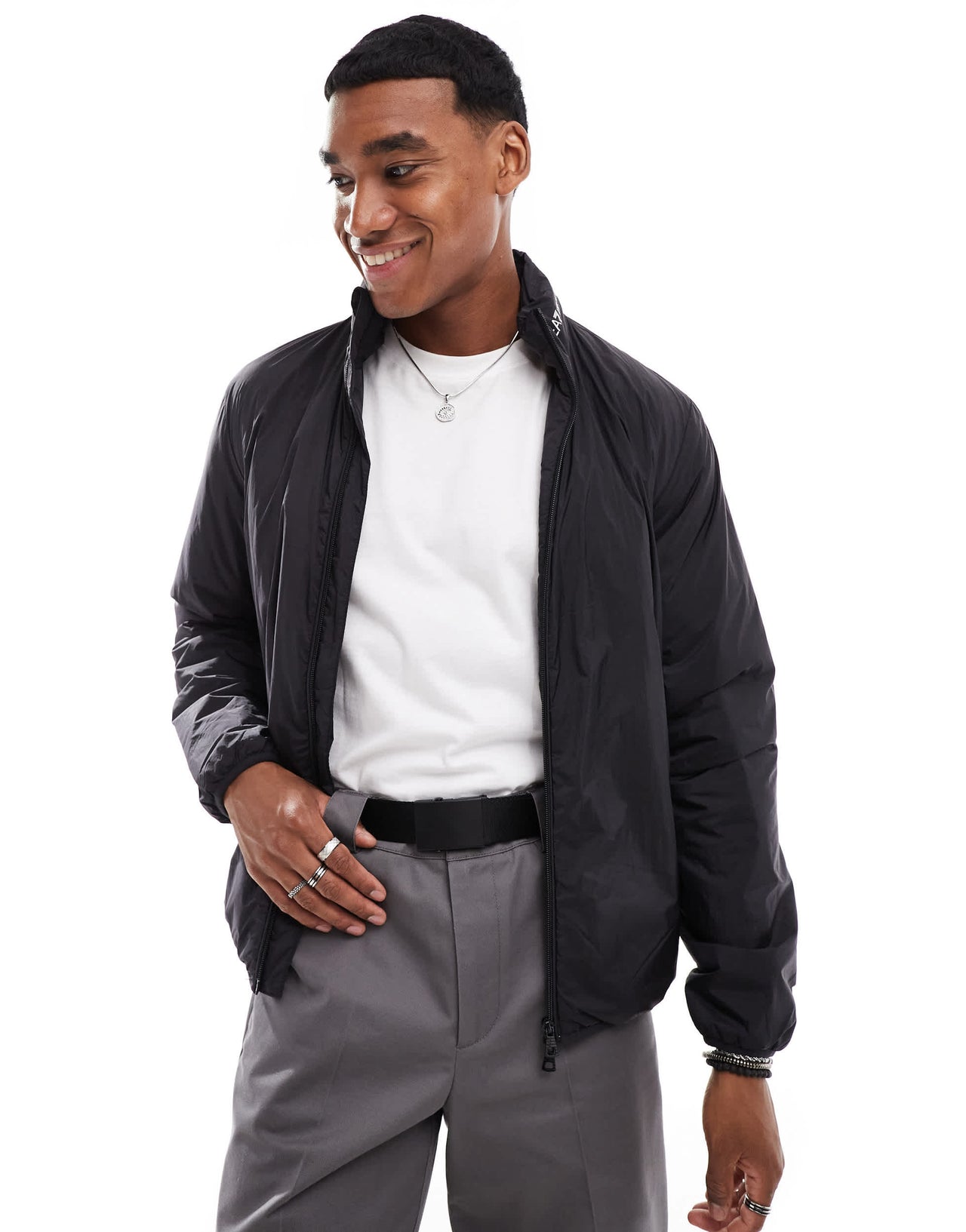 EA7 padded jacket with funnel neck in black