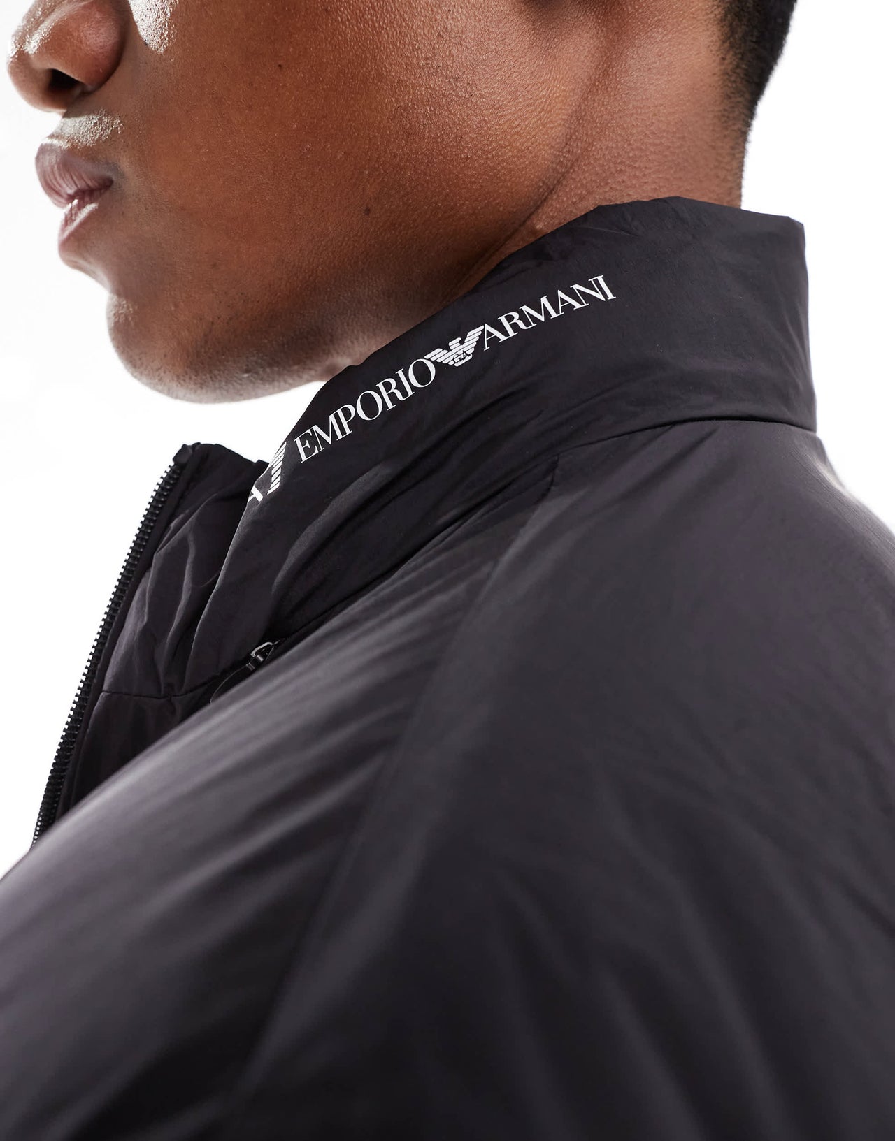 EA7 padded jacket with funnel neck in black