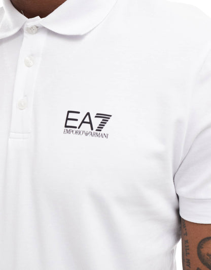 EA7 polo shirt in white with chest logo