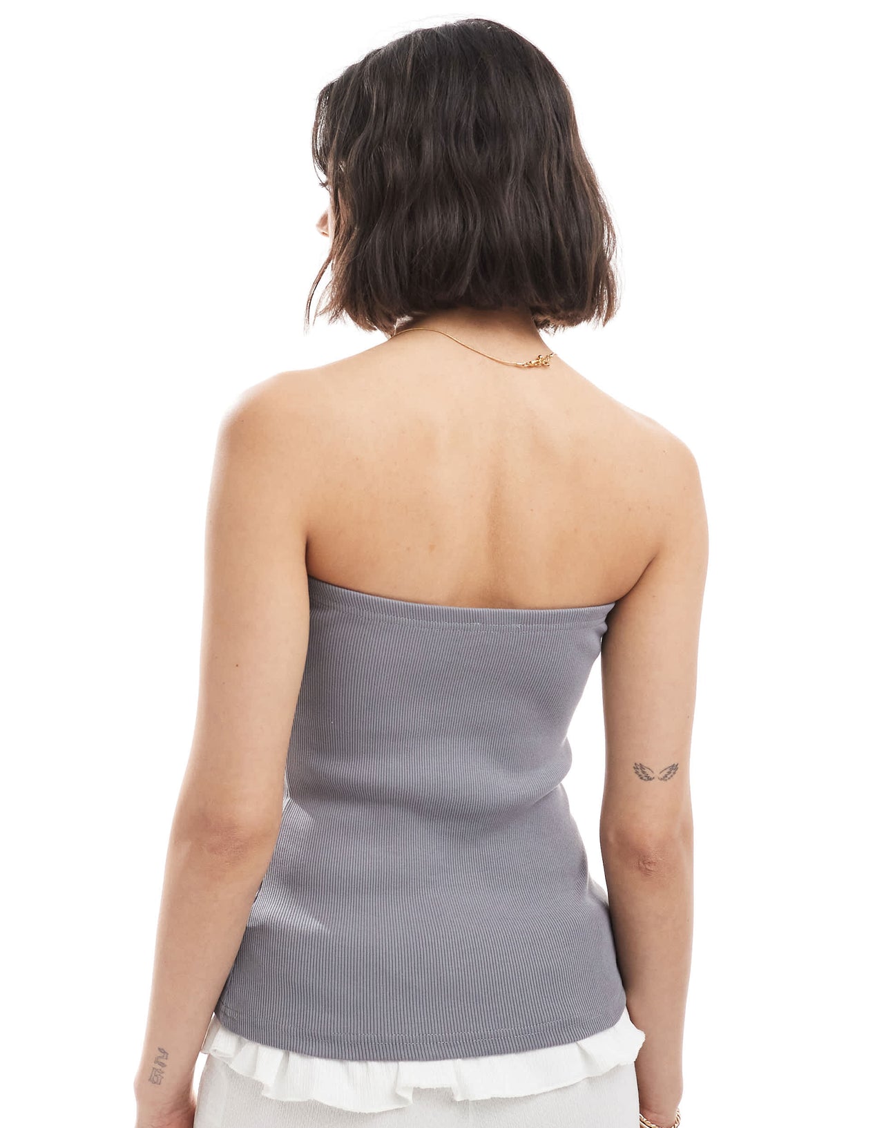 Pimkie ribbed bandeau top in charcoal