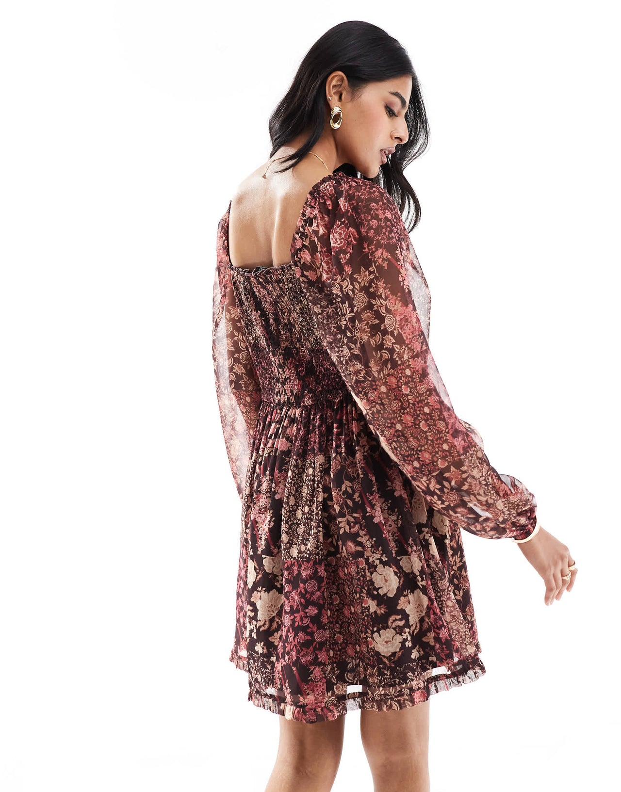 Miss Selfridge chiffon lace up corset mini dress