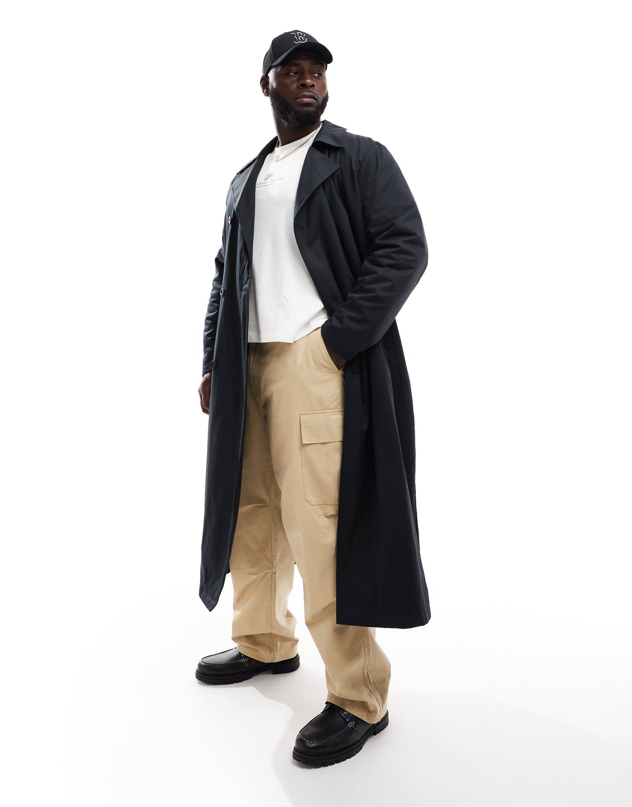 ASOS DESIGN trench coat with light wadding in black