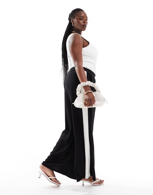 Yours stripe side trousers in black
