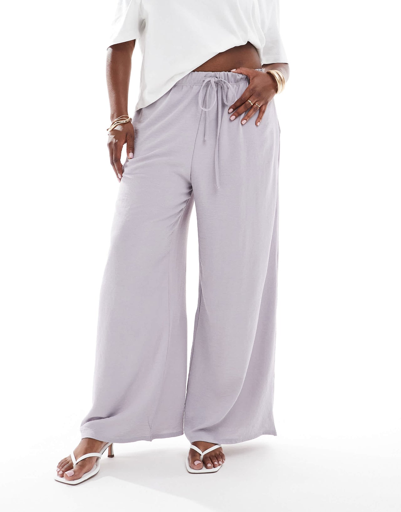 Yours twill wide leg trousers in grey
