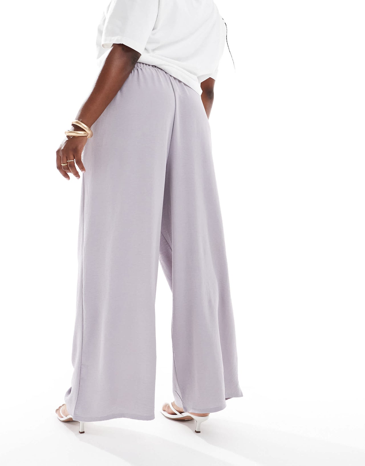 Yours twill wide leg trousers in grey