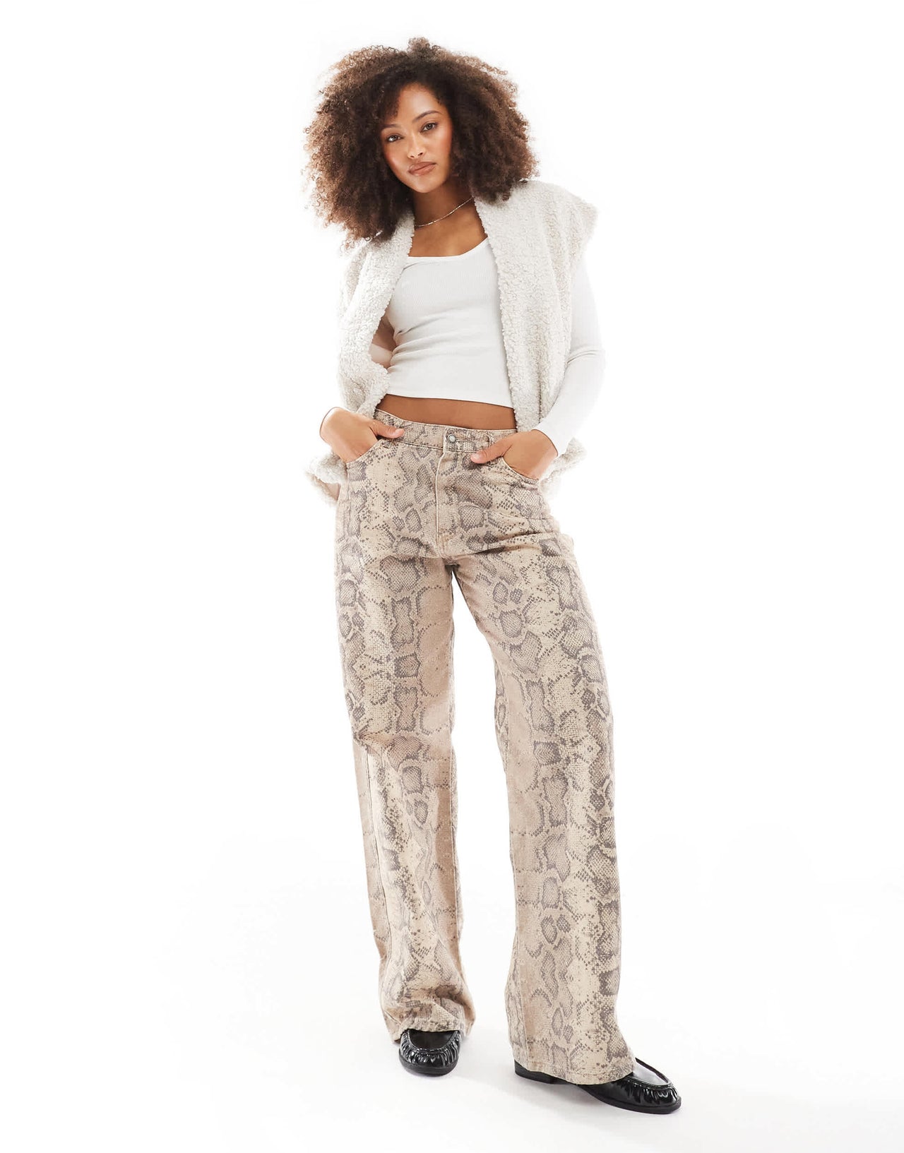 ONLY borg vest in cream