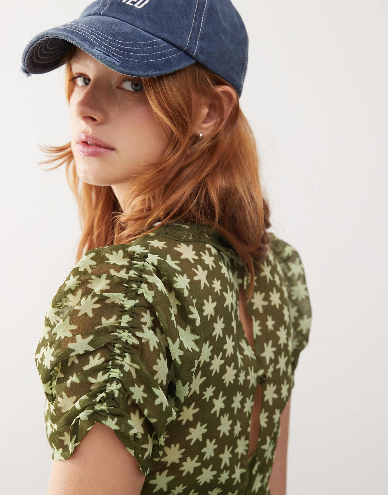 Reclaimed Vintage mini tea dress in green print