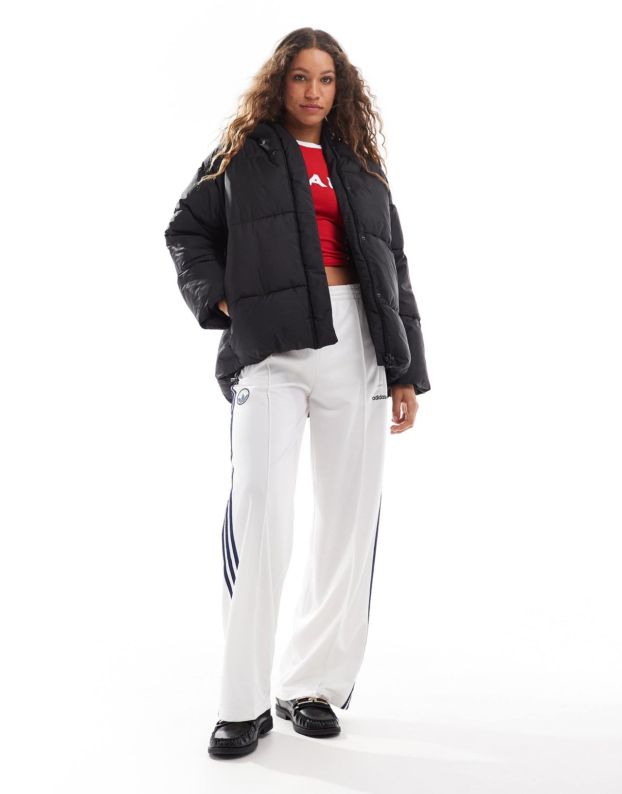 Monki oversized padded coat in black