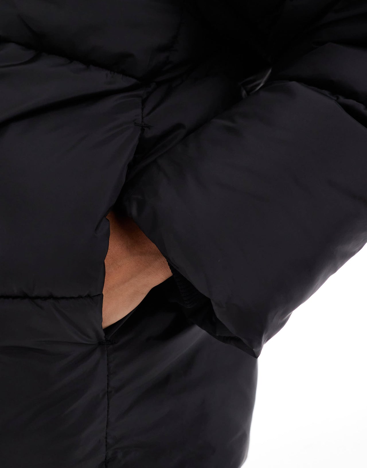 Monki oversized padded coat in black