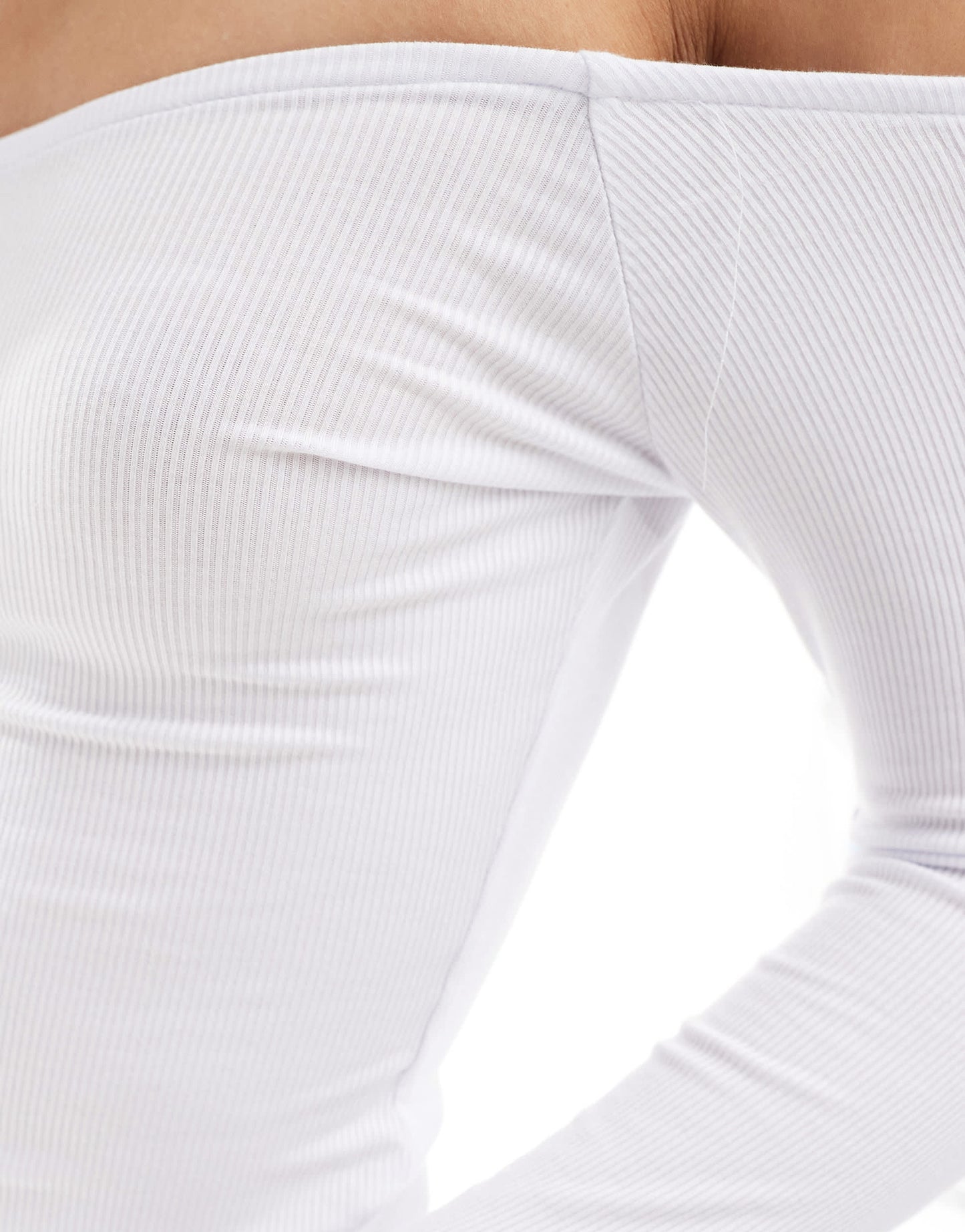 Cotton On Ribbed Off The Shoulder Top in white
