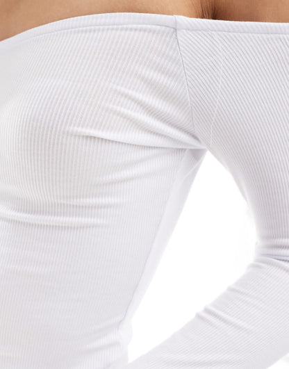 Cotton On Ribbed Off The Shoulder Top in white