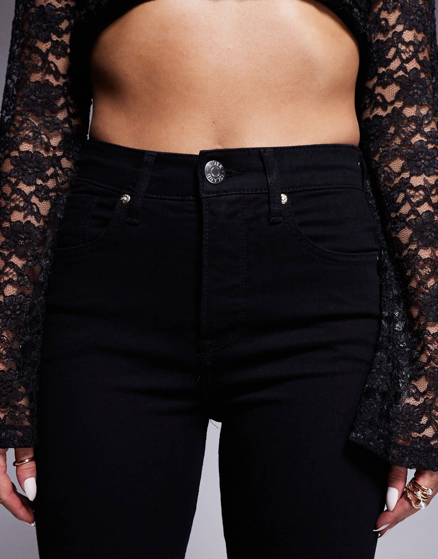 River Island flare jean in black