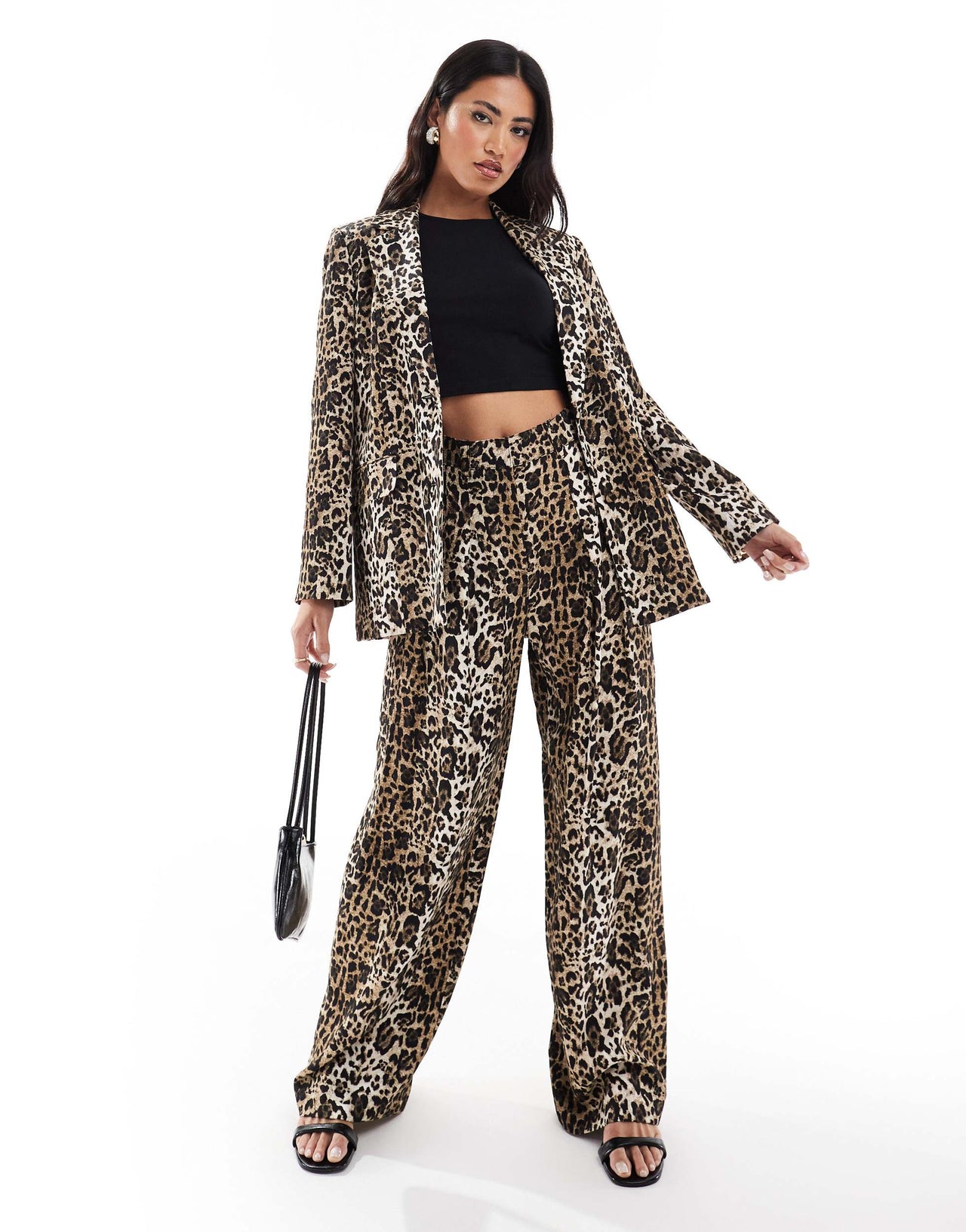 River Island leopard print blazer co-ord in light brown